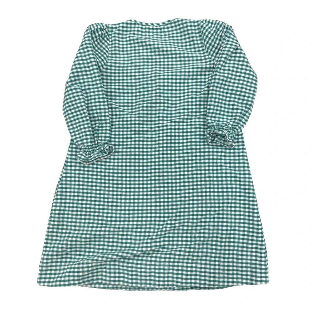 PETITE PLUME Beatrice Nightgown Gown GREEN GINGHAM FLANNEL Henley Pintucks 14